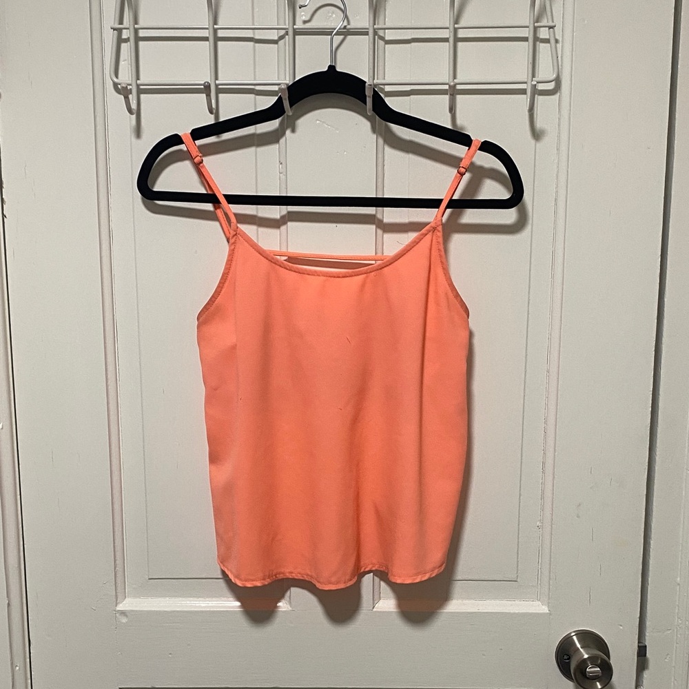 Coral Spaghetti Strap Top with detailed back